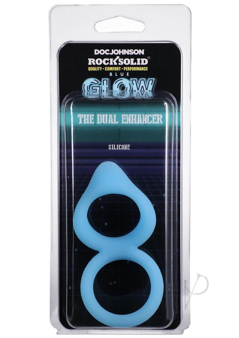 Rock Solid Dual Enhancer Glow in the Dark Silicone Ring - Blue