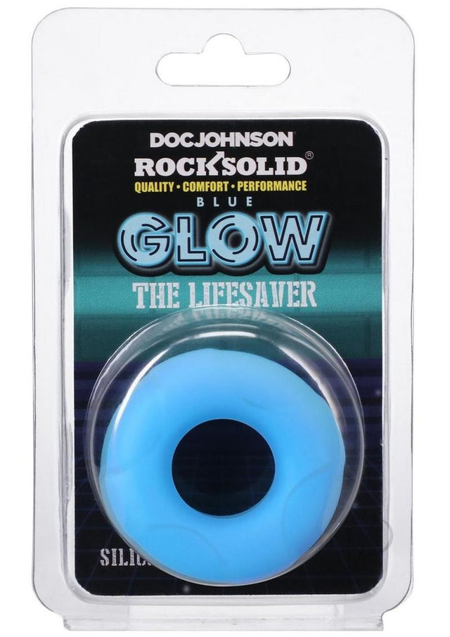 Rock Solid Lifesaver Glow in the Dark Silicone Cock Ring - Blue