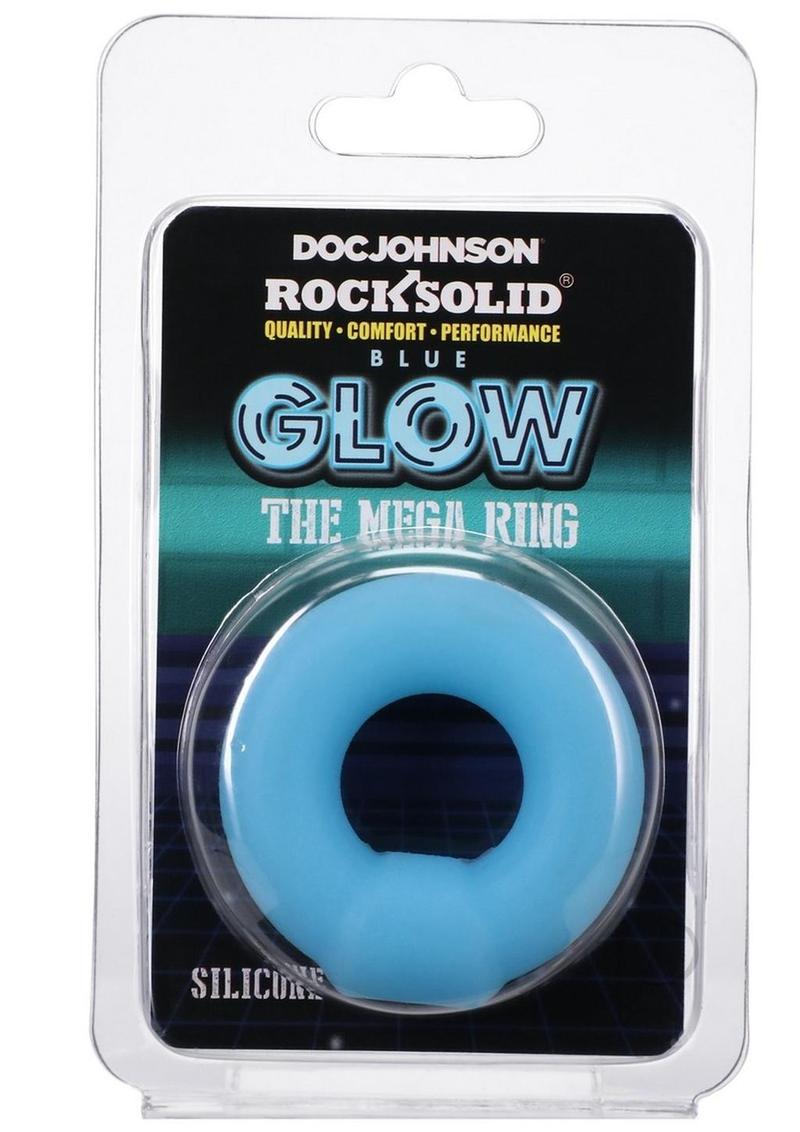 Rock Solid The Mega Ring Glow in the Dark Silicone Cock Ring - Blue