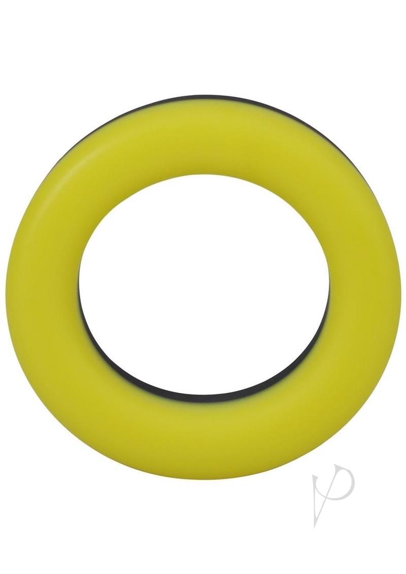 Rock Solid The Big O Silicone Cock Ring - Yellow/Black