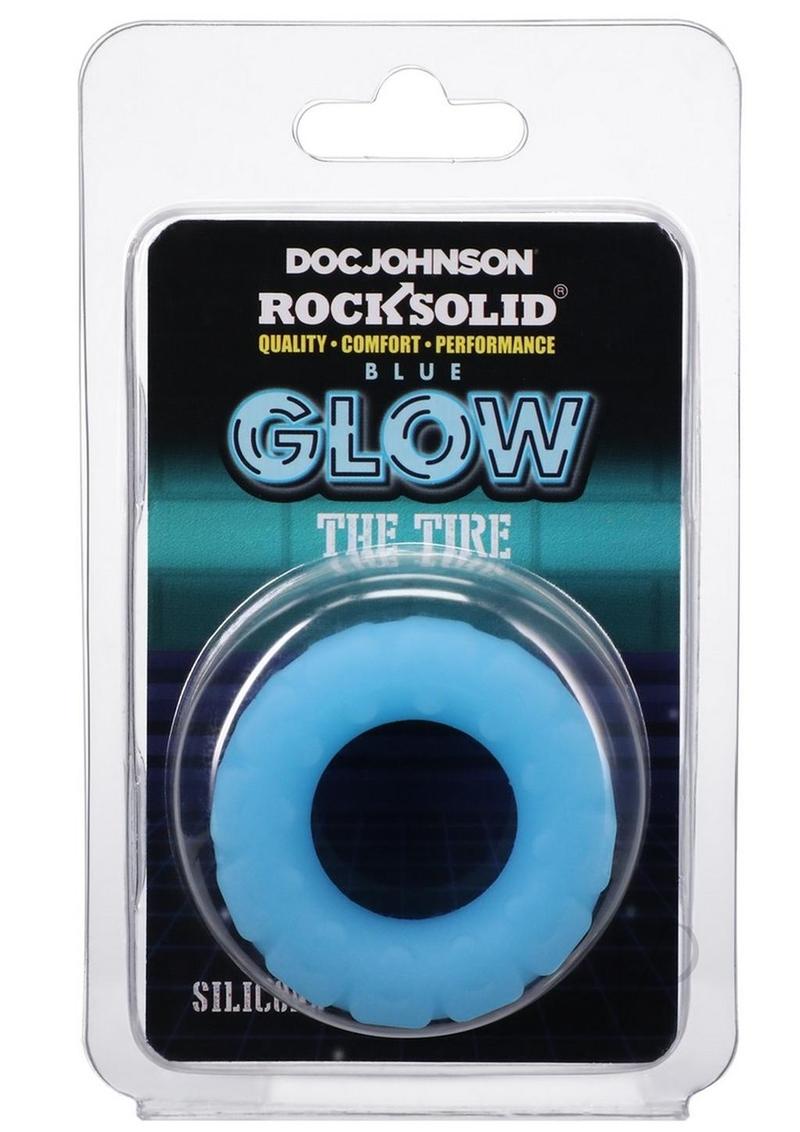 Rock Solid The Tire Silicone Glow in the Dark Cock Ring - Blue