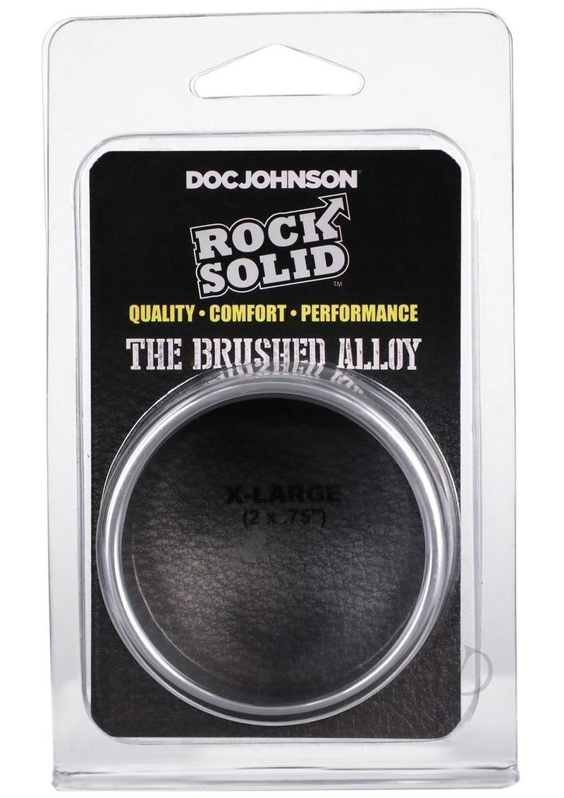 Rock Solid Brushed Alloy Aluminum Cock Ring - XLarge - Silver