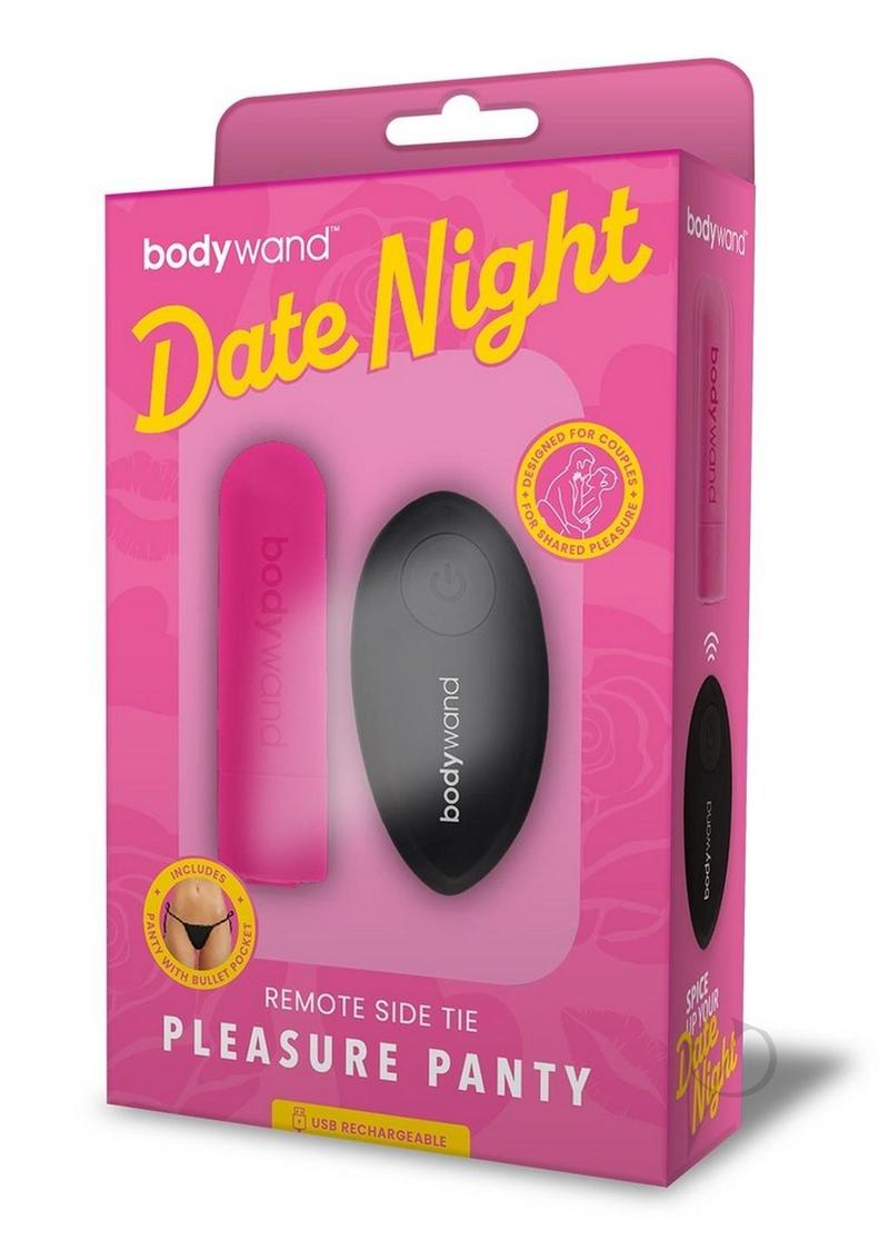 Bodywand Date Night Rechargeable Silicone Egg with Remote Control and Side-Tie Panty - Pink/Black