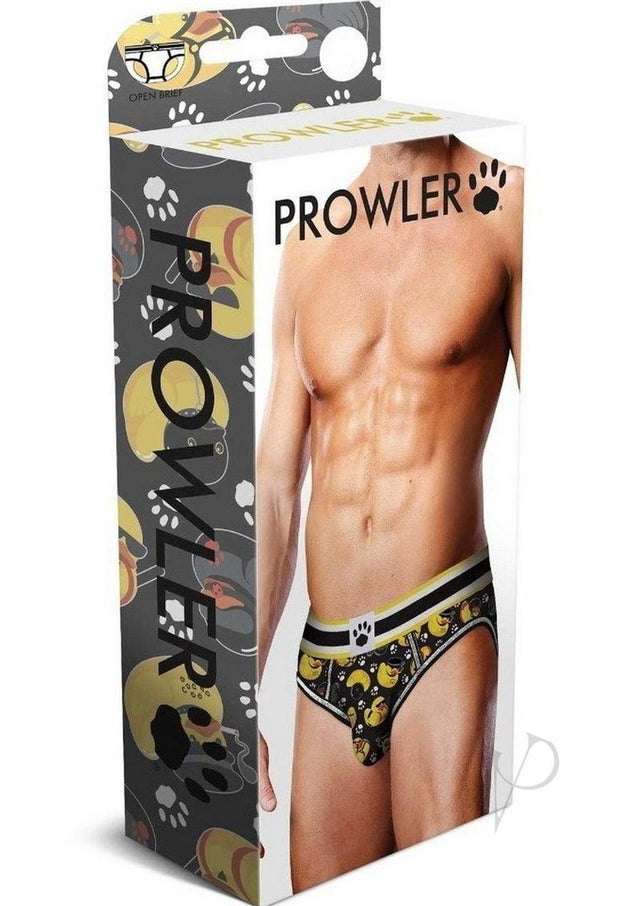 Prowler BDSM Rubber Ducks Open Brief - Medium - Black/Yellow