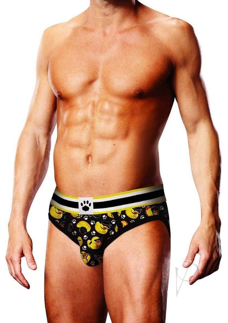 Prowler BDSM Rubber Ducks Brief - Medium - Black/Yellow