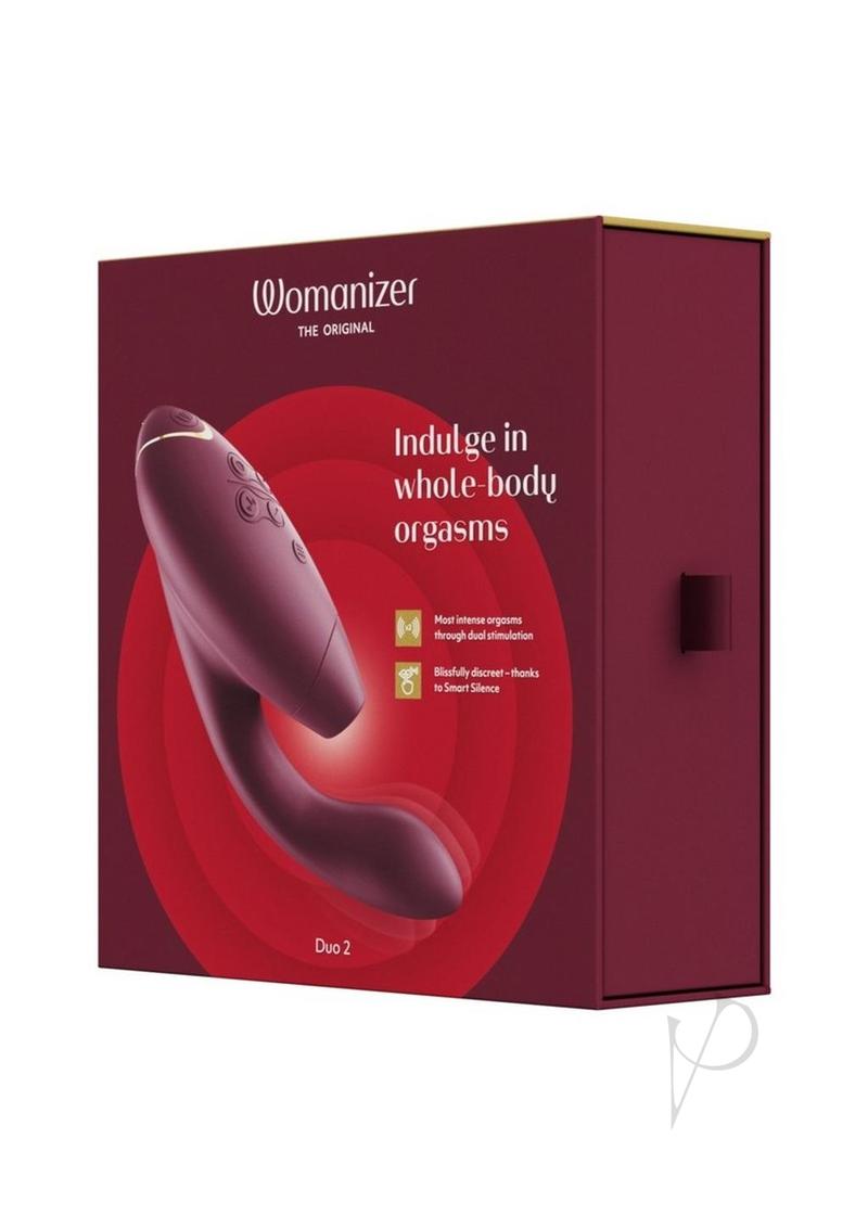 Womanizer Duo 2 Silicone Rechargeable Clitoral and G-Spot Stimulator - Bordeaux