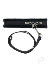 Punishment Crystal Detail Collar and Leash 37in - Black