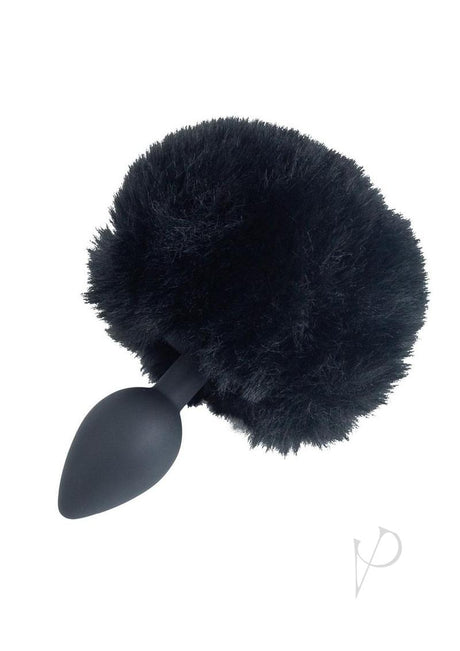 Punishment Bunny Tail Silicone Butt Plug - Black