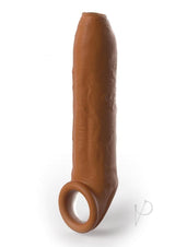 Fantasy X-Tension Elite Silicone Uncut Extension Sleeve with Strap 7in - Caramel