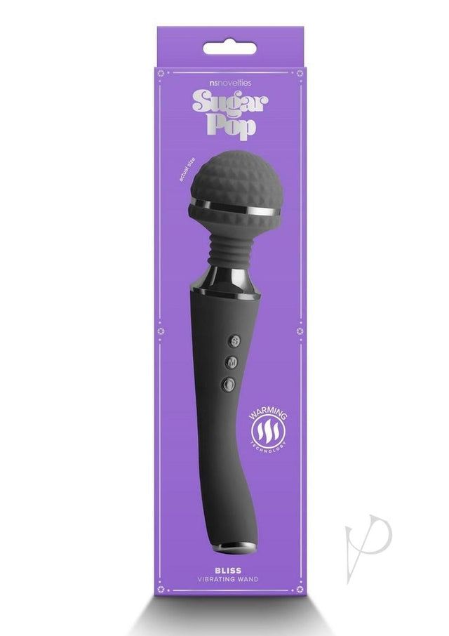 Sugar Pop Bliss Rechargeable Silicone Wand Massager - Black