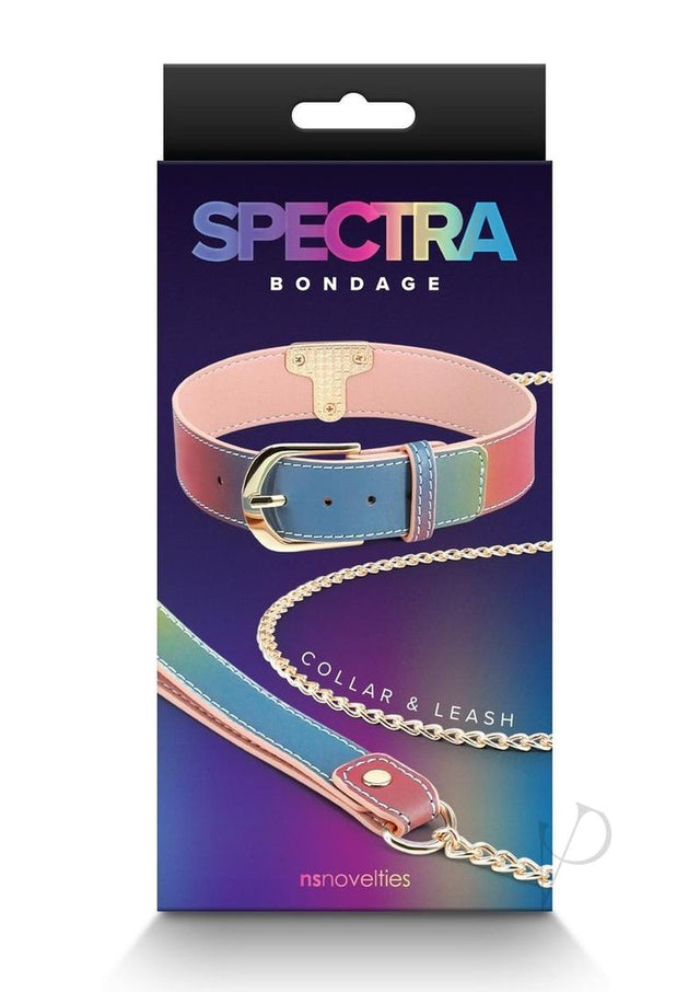 Spectra Bondage Collar and Leash - Rainbow