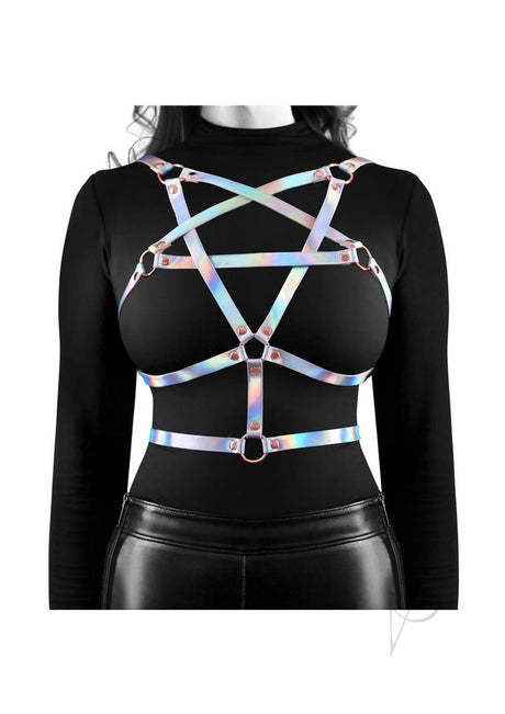 Cosmo Harness Risque Chest Harness - Small/Medium - Rainbow