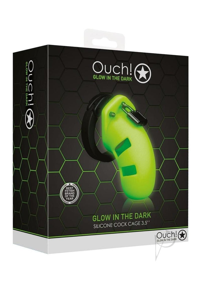 Ouch Model 20 Silicone Cock Cage 3.5in Glow in the Dark - Green