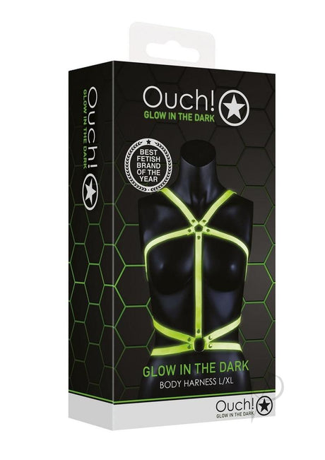 Ouch Body Harness Glow in the Dark - Large/XLarge - Green