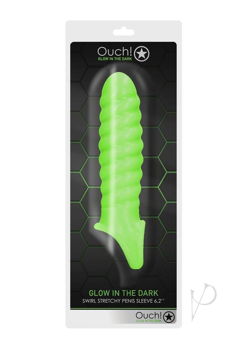 Ouch! Swirl Strechy Penis Sleeve Glow in the Dark - Green