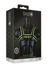 Ouch! Chest Bulldog Harness Glow in the Dark Small/Medium - Green