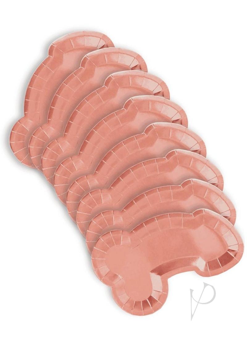 Glitterati Penis Plates 10in (8 per Pack) - Rose Gold