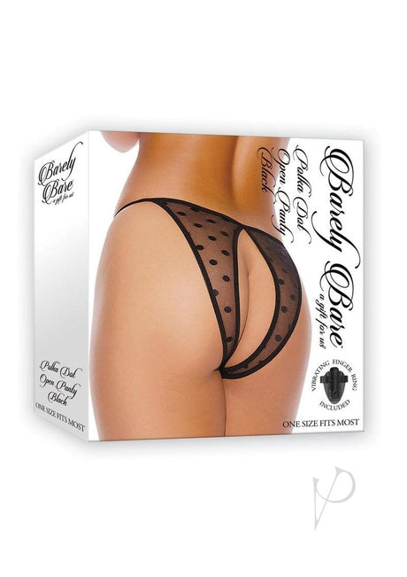 Barely Bare Polka Dot Open Panty - O/S - Black