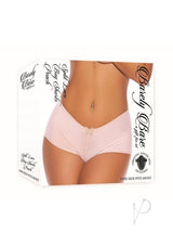 Barely Bare Split Lace Boy Shorts - O/S - Peach