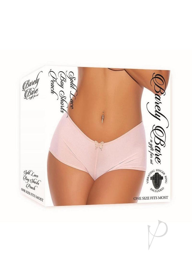 Barely Bare Split Lace Boy Shorts - O/S - Peach