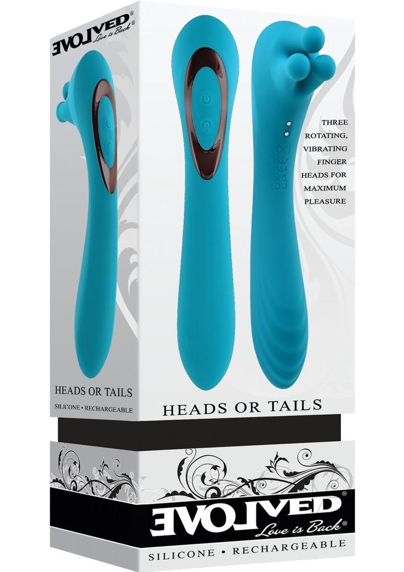 Heads or Tails Silicone Rechargeable Dual Vibrator - Teal