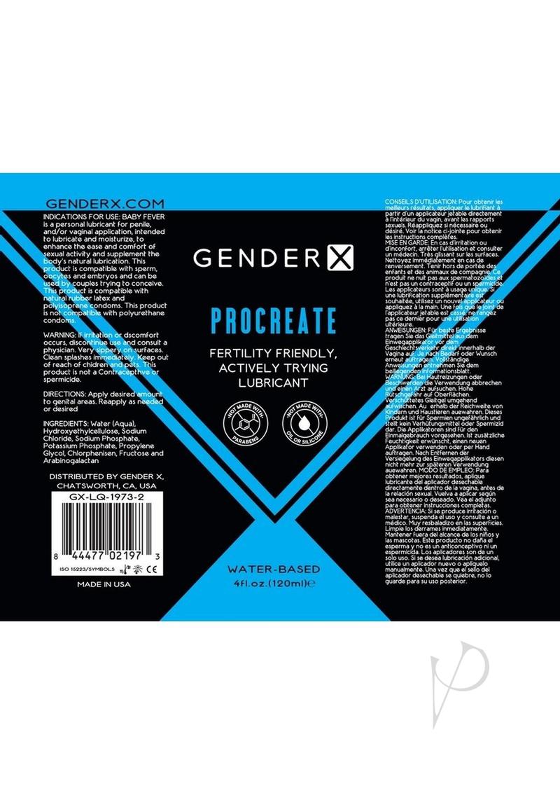 Gender X Procreate Water Based Lubricant 4oz