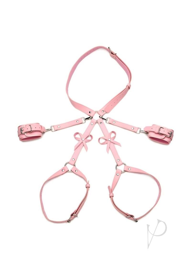 Strict Bondage Harness with Bows - Medium/Large - Pink