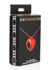 Charmed 10X Vibrating Silicone Heart Necklace Rechargeable Stimulator - Red/Rose Gold