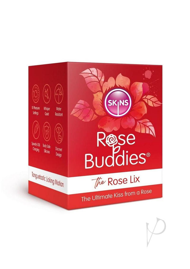 Skins Rose Buddies The Rose Lix Tongue Rechargeable Silicone Clitoral Stimulator - Red