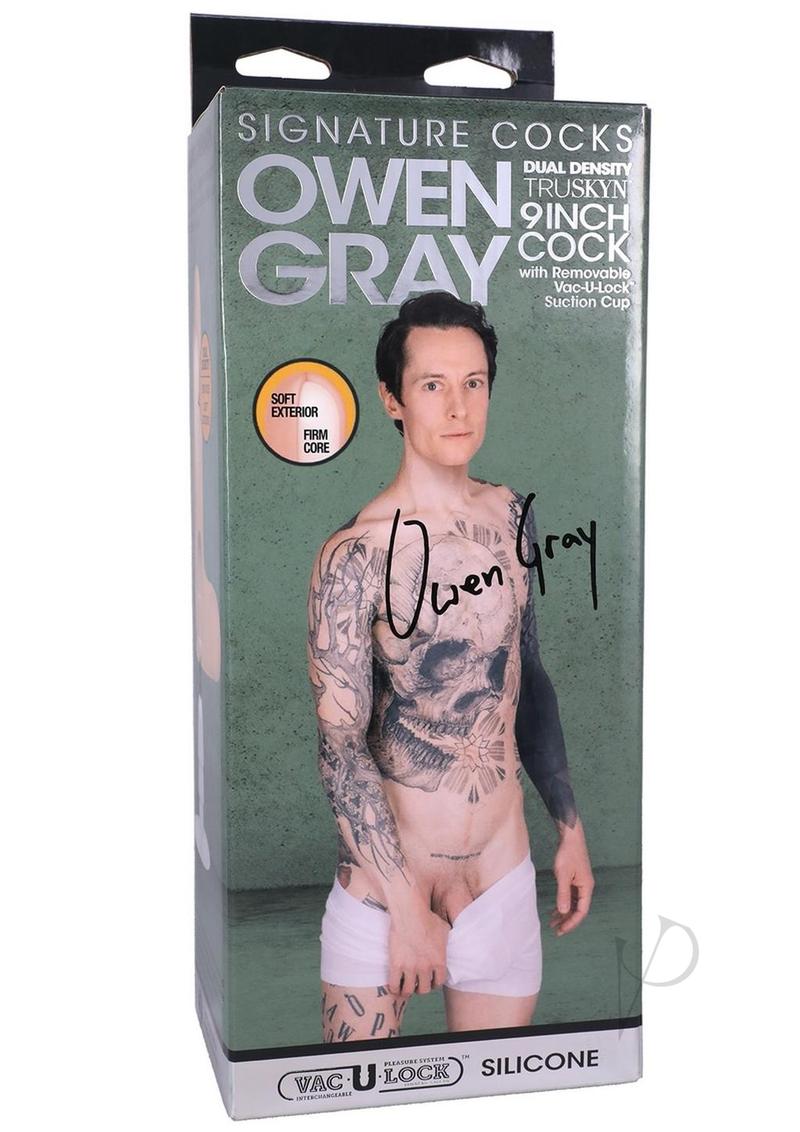 Signature Cocks Silicone Owen Gray Dildo with Removable Suction Cup 9in - Vanilla