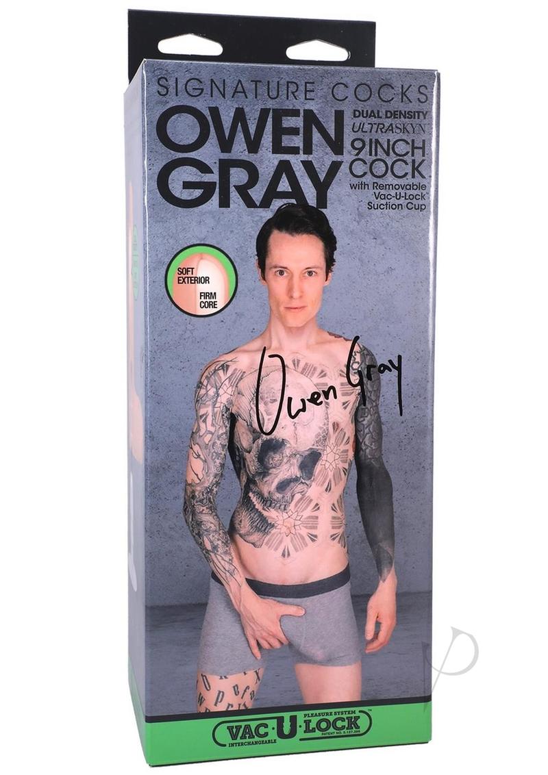 Signature Cocks Ultraskyn Owen Gray Dildo with Removable Suction Cup 9in - Vanilla