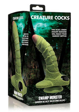 Creature Cocks Swamp Monster Scaly Silicone Dildo - Green/Black