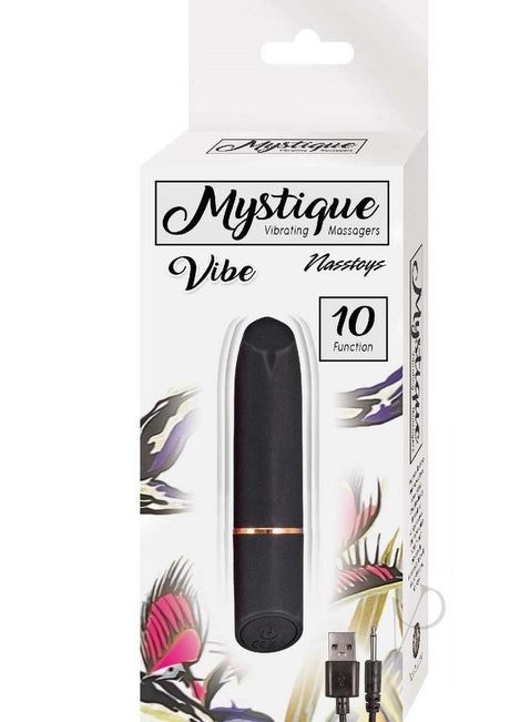 Mystique Vibrating Massagers Rechargeable Silicone Vibrator - Black