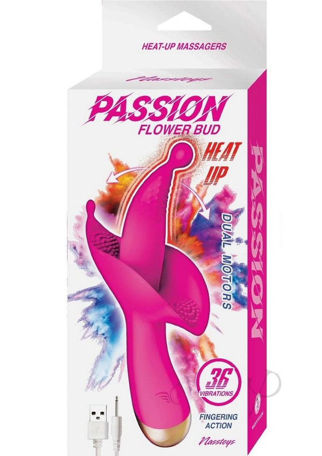 Passion Flower Bud Heat Up Rechargeable Silicone Clitoral Stimulator - Pink