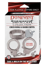 Dominant Submissive Collection Cock Ring and Handcuffs - Silver