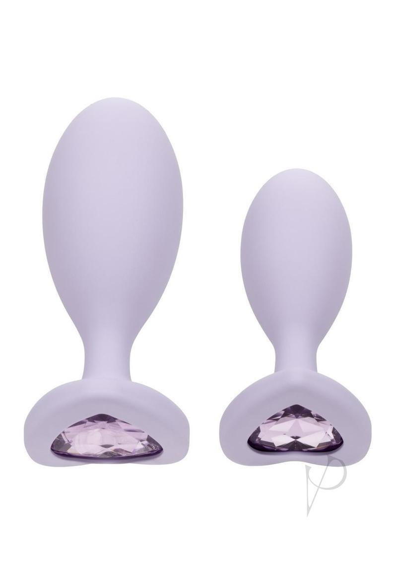 First Time Crystal Booty Duo Silicone Anal Plug (2 Pack) - Purple