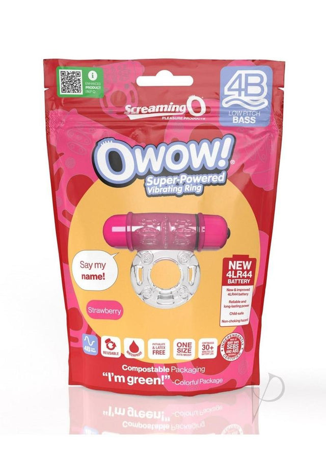 Screaming O 4B O Wow Vibrating Ring - Strawberry