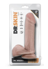 Dr. Skin Silver Collection Dr. William Dildo with Balls and Suction Cup 8in - Vanilla