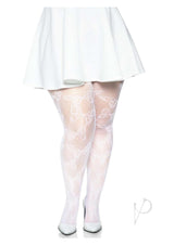 Leg Avenue Butterfly Net Tights - 1X/2X - White