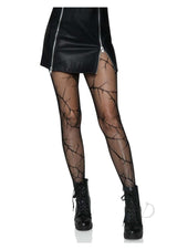 Leg Avenue Cracked Fishnet Tights - OS - Black