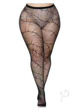 Leg Avenue Cracked Fishnet Tights - 1X/2X- Black