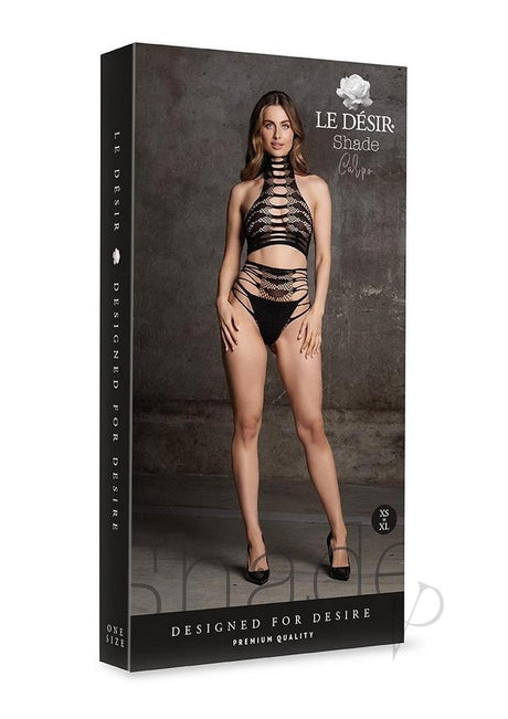 Le Desir Shade Carpo XLVI Two Piece with Turtleneck, Crop Top and Pantie - O/S - Black