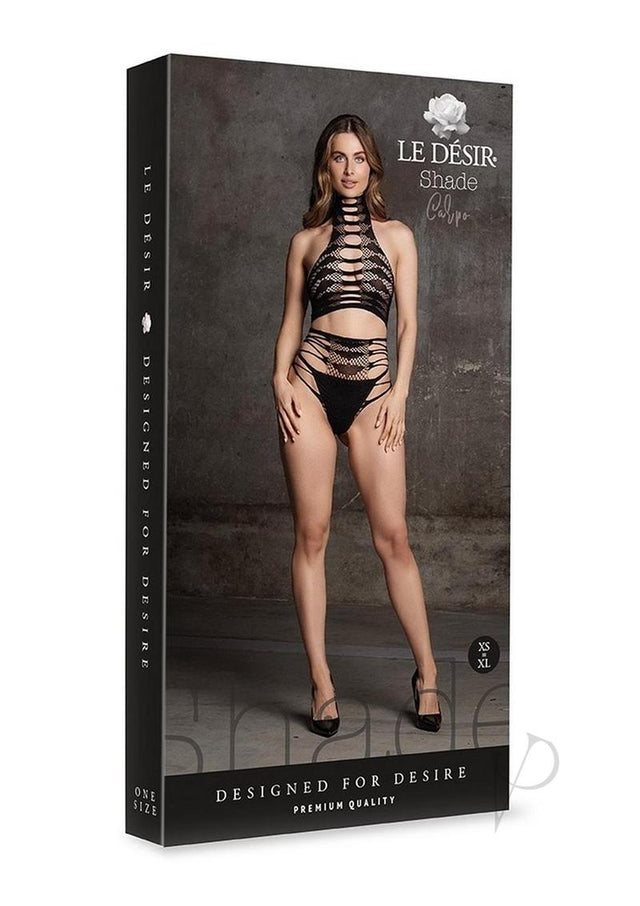 Le Desir Shade Carpo XLVI Two Piece with Turtleneck, Crop Top and Pantie - O/S - Black