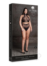 Le Desir Shade Carpo XLVI Two Piece with Turtleneck, Crop Top and Pantie - Queen - Black