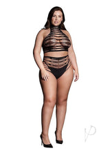 Le Desir Shade Carpo XLVI Two Piece with Turtleneck, Crop Top and Panty - Queen - Black