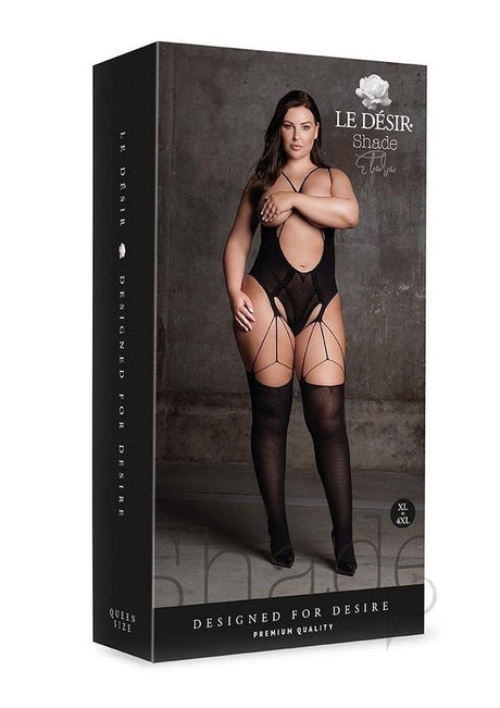 Le Desir Shade Elara VII Bodystocking with Open Cups - Queen - Black