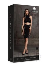 Le Desir Shade Kala XXXVII Two Piece with Turtleneck, Crop Top and Skirt - O/S - Black