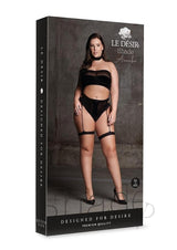 Le Desir Shade Ananke XII Three Piece with Choker, Bandeau Top and Pantie with Garters - Queen - Black