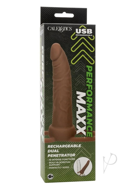 Performance Maxx Rechargeable Silicone Dual Penetrator - Chocolate