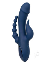 III Triple Orgasm Rechargeable Silicone Stimulating Triple Vibrator - Navy Blue